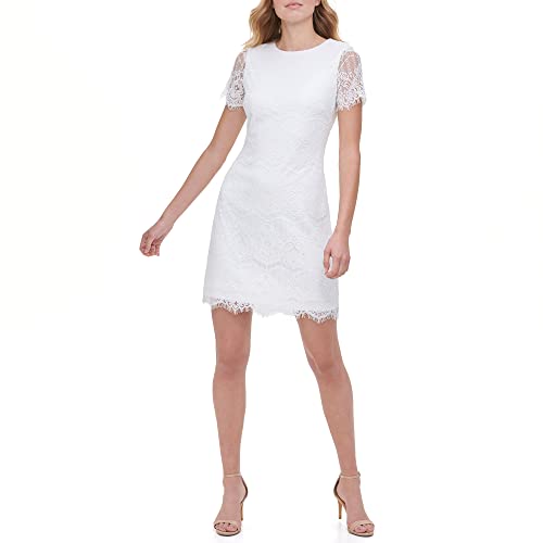 Image of Kensie Women's Short Sleeve Lace Mini Shift Dress