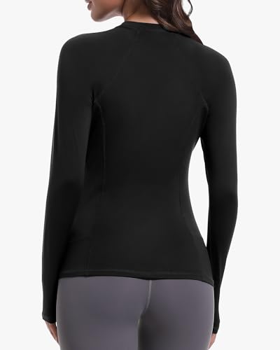 4 Pack Women's Long Sleeve Compression Shirts, Dry Fit Workout Athletic Sun Protection Cooling Tops for Yoga Running Gym2