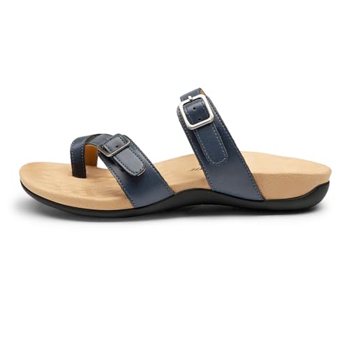 Image of Athlefit Women's Orthopedic Sandal with Arch Support | Adjustable Slip On Open Toe Flat Thong Flip Flops,Plantar Fasciitis Comfy Cushioned Footbed,Dressy Casual Walking Summer