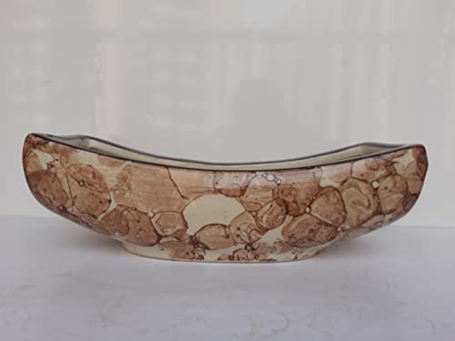 Image of VISIONCRAFTERZ Boat Shaped Ceramic Pot for Plants | Plant NOT Included, Pack of 1, Brown|
