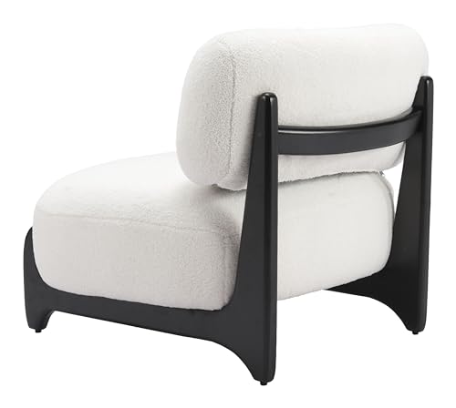 RUG BRANCH Bombo Accent Chair White - Chairs Design - White - Made with 100% Polyester, Plywood, Ash Wood