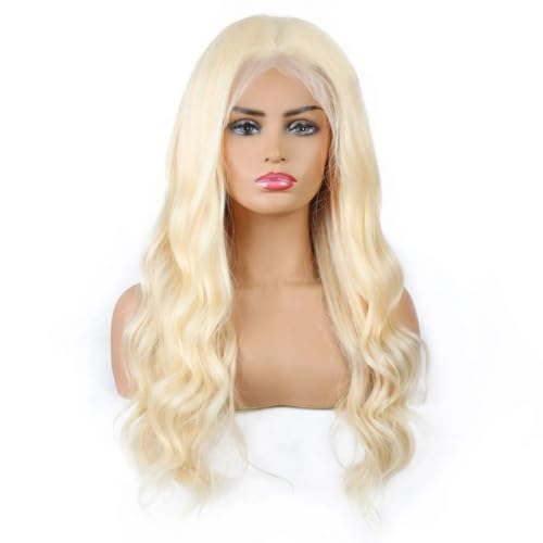 Toppery do włosów 5”x4.5“ Silk Top Wig Body Blonde Base Full Lace Human Hair Wave Remy Transparent for Women(14inches)