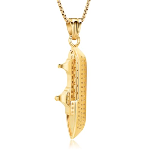 mingkejw Titanic Ship Urn Necklace for Ashes Cremation Jewelry for Women Men Stainless Steel Cruise Ship Memorial Necklaces Ash Holder for Human Pets Keepsake Jewelry for Loved Ones with Fill Tool