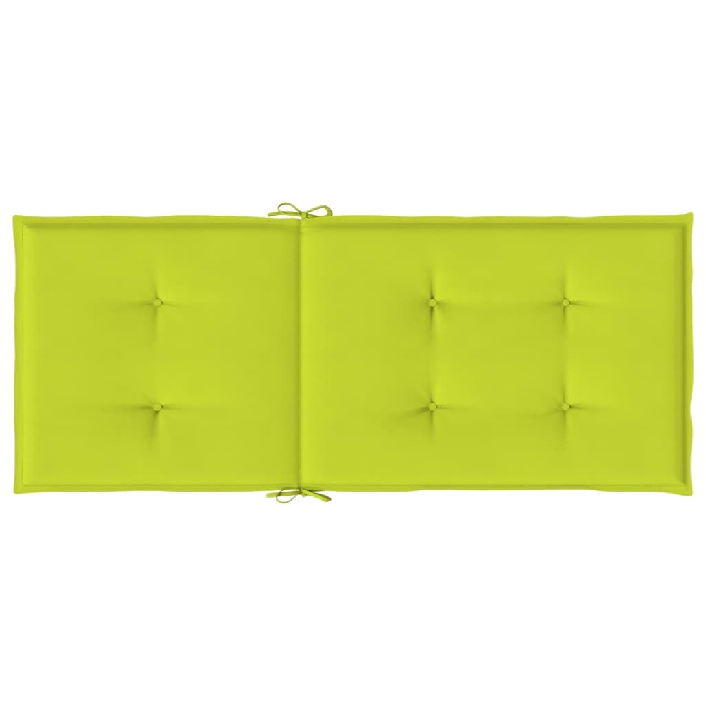 4er Set Gartenstuhlauflagen für Hochlehner, Knallgrün, 120x50x3 cm Sitzauflagen aus Polyester mit Schaumstoff-Füllung für Gartenstühle, Hochlehner-Stuhlkissen Set