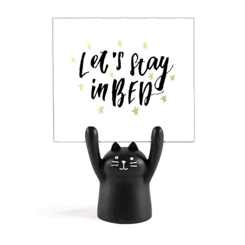 Support de mémo Let's Stay in Bed chat noir, cadeau idéal pour amoureux de chats