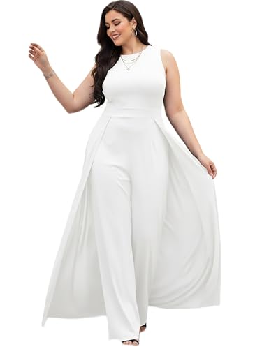 Image of KOH KOH Womens Sleeveless Flattering Dressy Long Pant Cape Elegant Jumpsuit