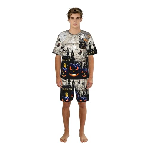 Pyjama short homme Halloween léger ensemble nuit manches courtes