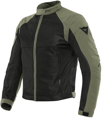 Dainese - Sevilla Air Tex Jacket, Chaqueta Moto Hombre de Verano, Transpirable y Ligera, Cazadora Moto con Malla Perforada para una Máxima Libertad de Movimientos, Negro/Verde Oscuro