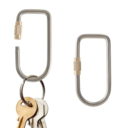 Image of 2 Pcs Titanium Locking Carabiner Titanium Alloy U-Shaped Key Chains Rings Buckles for Indoor Outdoor Use