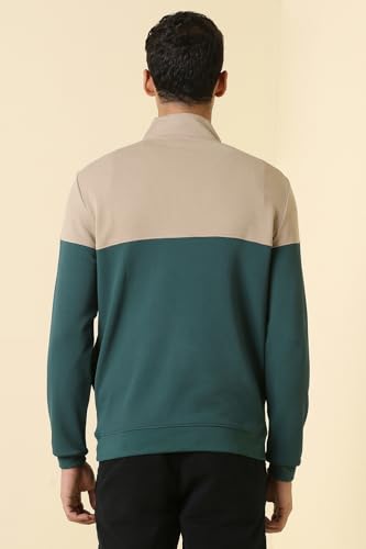 Image of Allen Solly Men's Cotton Blend Casual Sweatshirt with Half Zip and Straight Pocket