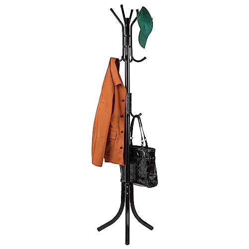 Mind Reader Freestanding Coat Rack, Multi-Tier Organizer for Office and Entryway, Metal, Black