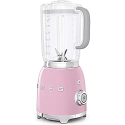 Vaso Smeg Smeg Batidora BLF01PKEU, 800 W, Vidrio, 4 Velocidades, rosa pastel
