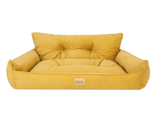 Bjird Hundebett - Hundekorb für kleine mittelgroße & große Hunde - Hundekissen - Hundesofa - EInfach zu reinigen - Joker Gesteppt - Größe: S: 64 x 49 cm - Gelb Fancy