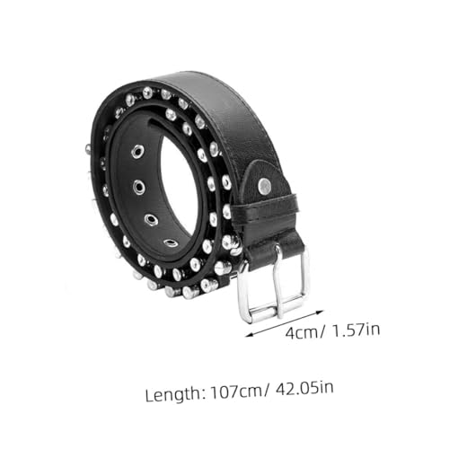 FRCOLOR Men's Punk Style Bullet Belt Versatile Waistband Pin Buckle Fashionable Artificial Leather Belt for Jeans and Casual Wear2