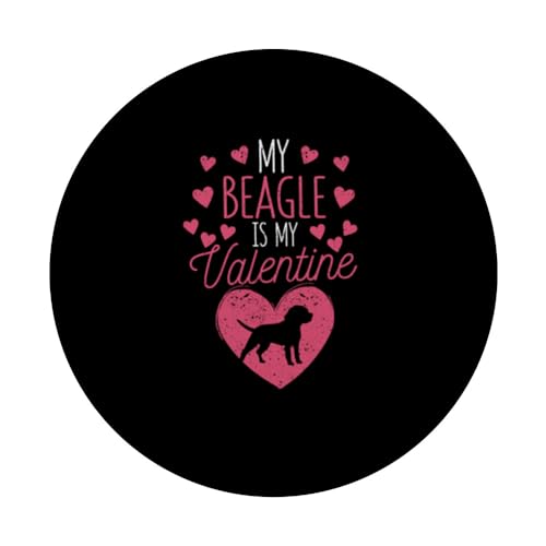 Funny Valentine's Day Dog Lover My Beagle Is My Valentine PopSockets Swappable PopGrip, Black - Image 3