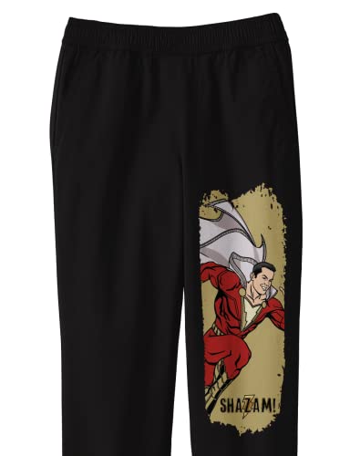 Shazam! Movie Grunge Frame with Character and Logo Youth Black Graphic Jogger Pants2