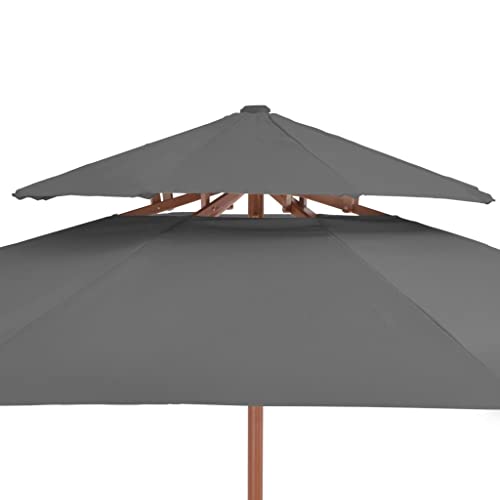 Parasol antracita de diseño con poste de madera selecta CLSDRZC 5