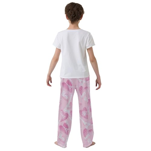 Paris Romantic Love Boys Long Pants Soft Trousers Elastic Waist Kids Lounge Bottoms with Pockets S-XL3