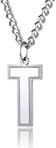 ChainsPro Inspiration Baseball Lucky Number Pendant with Stainless Steel 22'' Curb Chain,26 Captical Initial Letter Chain for Men Women Boy,Silver/Gold/Black (with Gift Box)