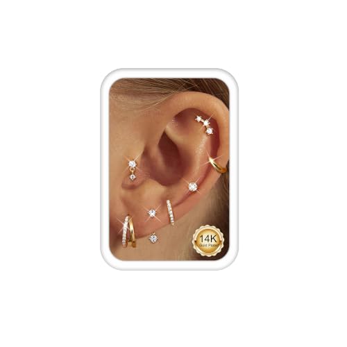 ADRAMATA Hypoallergenic Gold Earrings Stack for Women, Cartilage Earring