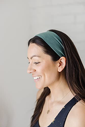 Maven Thread Women's 2" Wide No-Slip, Sweat-Wicking Headband For Exercise And Yoga, 2-Pack, Colorful Brushstroke And Green Solid (Serenity) #TOP4