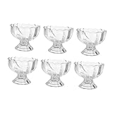 Cabilock 6 Piezas Vasitos para Postres de Vidrio Transparente Cuencos Bajos con Forma de Tulipán para Helado Ensalada de Frutas y Pudding Accesorio Versátil para Mesa