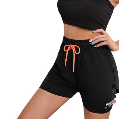 Yoga Pantalones Cortos Pantalones Cortos de Yoga for Mujer, Pantalones Deportivos Verano, Calientes for Correr Noche, antiexposición, Informales, Secado rápido, Transpirables, Falsos(Black,S)