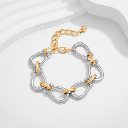 LILIE&WHITE Gold Bracelet For Women Gold And Silver Bracelet Two Tone Bracelet Adjustable Link Bracelet Trendy Chain Bracelets Fashion Gold Bracelet Jewelry4