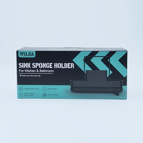 ISWUJIA Kitchen Sink Caddy Organiser,kitchen Sink Organiser,Sponge Holder for kitchen Sink Diversion Drainage,Sponge Holder with Removable Drain Tray,Dishcloth Hanger and Brush Drainer Rack - Image 10