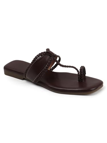 Image of SilverArrow Women's Glintique Fashion Sandals|Braid Strap Style Open Back Flats |Casual Wear