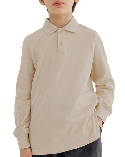Amazon.com: CUNYI Boys Long Sleeve Pique Polo Shirt School Uniform