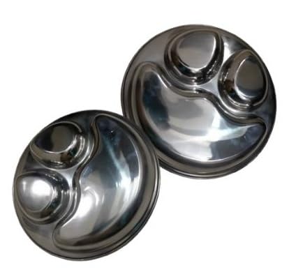 TANISHI KITCHEN'S Stainless Steel Partition Plate 3 in1 / Bhojan Thali/Snacks Plate/Lunch Plate/Dinner Plate (2) 4