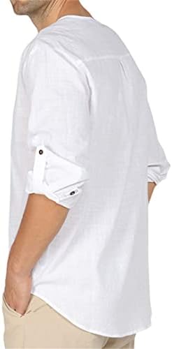 Camicia Uomo Chic Stampa Girocollo Camicia Uomo Comoda Sezione Sottile Maniche Lunghe Shirt Uomo Slim Fit Leggera Traspirante Camicia Lino Uomo A-1 S