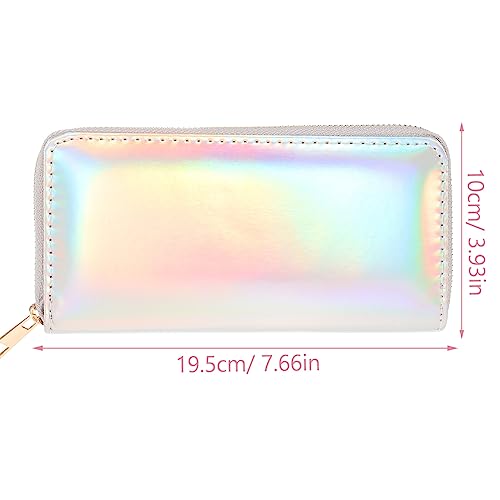 TENDYCOCO Sparking Cell Pouch Wallet Clutch Pu Women Female Coin Leather Long Wallets Credit Rainbow Portfel Shining Silver Zipper Holographic Slim Bag Purses Iridescent Girls for Girls Women3