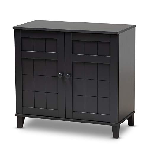 Baxton Studio Glidden Contemporary 4-Shelf Wood Shoe Cabinet In Dark Gray #TOP1