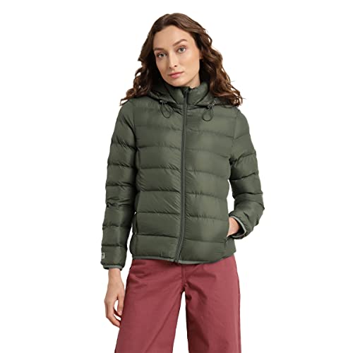 Image of Levi's Women's Nylon & Net Solid Lapel Collar Leather Standard Length Jacket