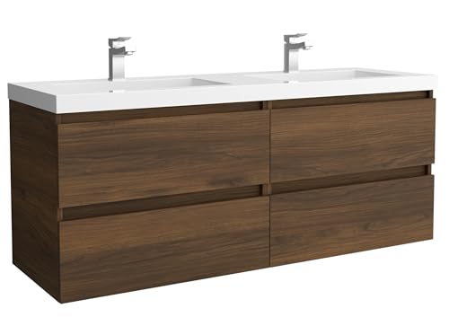 Mueble de baño Bequia 140cm + Lavabo Carga Mineral Toscana | Nogal|140x45x59
