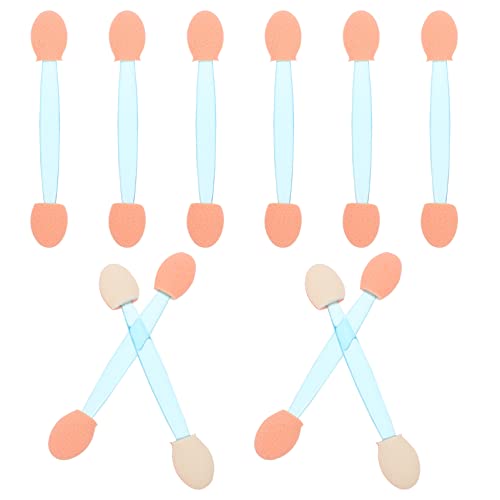 minkissy 100個両面スポンジアイシャドウブラシ スティック型メイクアップアプリケーター 衛生的な使い捨て化粧道具 楕形チップで滑らかな塗
