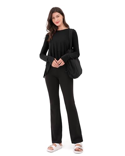 Image of ODODOS Soft Modal Long Sleeve Crop Top for Women with Thumb Hole Athletic Gym Workout Cropped Yoga Shirts
