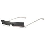 Armear Semi Rimless Rectangle Sunglasses Trendy Small Candy Colored Lens Black 60mm