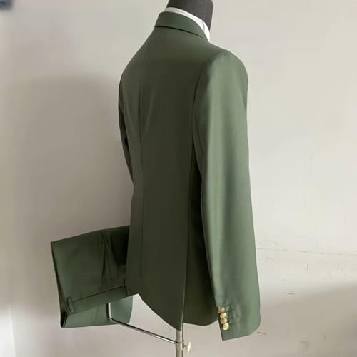 TSxuelian Men's Classic Fit 2 Piece Suit Set Side Buttons Casual Blazer Wedding Bussiness Suit2
