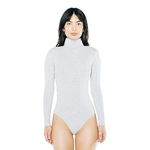 American-Apparel-Womens-Cotton-Spandex-Long-Sleeve-Turtleneck-Bodysuit American Apparel Women's Cotton Spandex Long Sleeve Turtleneck Bodysuit, Heather Grey, Medium