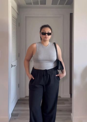 TIYOMI Plus Size Wide Leg Sweatpants for Women Drawstring Elastic Yoga Pants with Pockets XL-5XL 7