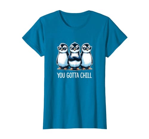 You Gotta Chill - Cool Penguins - T-Shirt, Women, Sapphire Blue, X-Large
