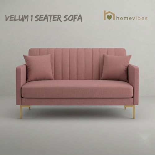 Image of Velum 3 Seater Sofa for Living Room & Office | Premium Fabric Upholstery | Solid Wood Frame | Comfortable Seating | 3 Years Warranty (Blush Pink, 2 Seater Sofa)