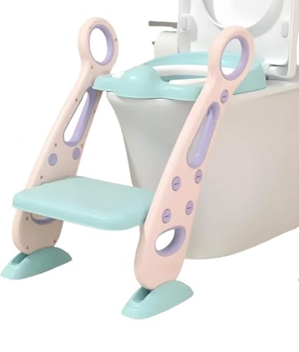 Deronder補助便座 子供用 、四角いトイレはしご 可折??梯式坐便器、 ハンドル付き 折り畳みステップ式補助便座 、 子供トイレ階段 、布張りの階段トイレ、 赤ちゃんと子供用の補助トイレはしごー 、 滑り止め 尿しぶき防止 組み立て簡単、 (ブルー)