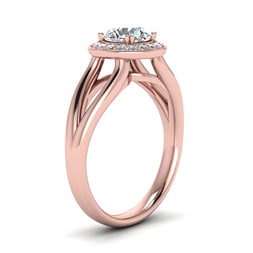 Image of 55Carat Choose Your Gemstone Split Shank 0.75 Carat Diamond CZ Ring Rose Gold Plated Round Shape Split Shank Engagement Ring Matching Jewelry Wedding Jewelry Easy to Wear Gifts US Size 4 to 12