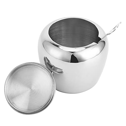 KIMISS 304 Tazón de Azúcar de Acero Inoxidable con Cuchara de labios: Elegante Cocina Esencial para Azúcar, Sal, Pimienta y Especias - Inquebrantable, Lavavajillas Segura, Diseño Elegante para el