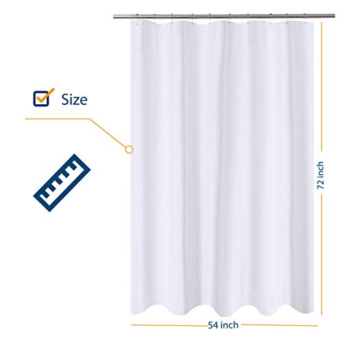 N&Y HOME Fabric Shower Curtain Liner 54 x 72 inches Bath Stall Size, Hotel Quality, Washable, Water Repellent, White Bathroom Curtains with Grommets, 54x72