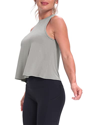 Image of Mippo Crop Tops for Women Womens Workout Tops Flowy Cropped Tank Tops Athletic Shirts